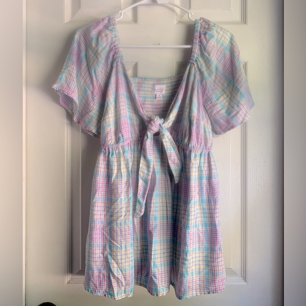Ingrid & Isabel Pastel Plaid Top